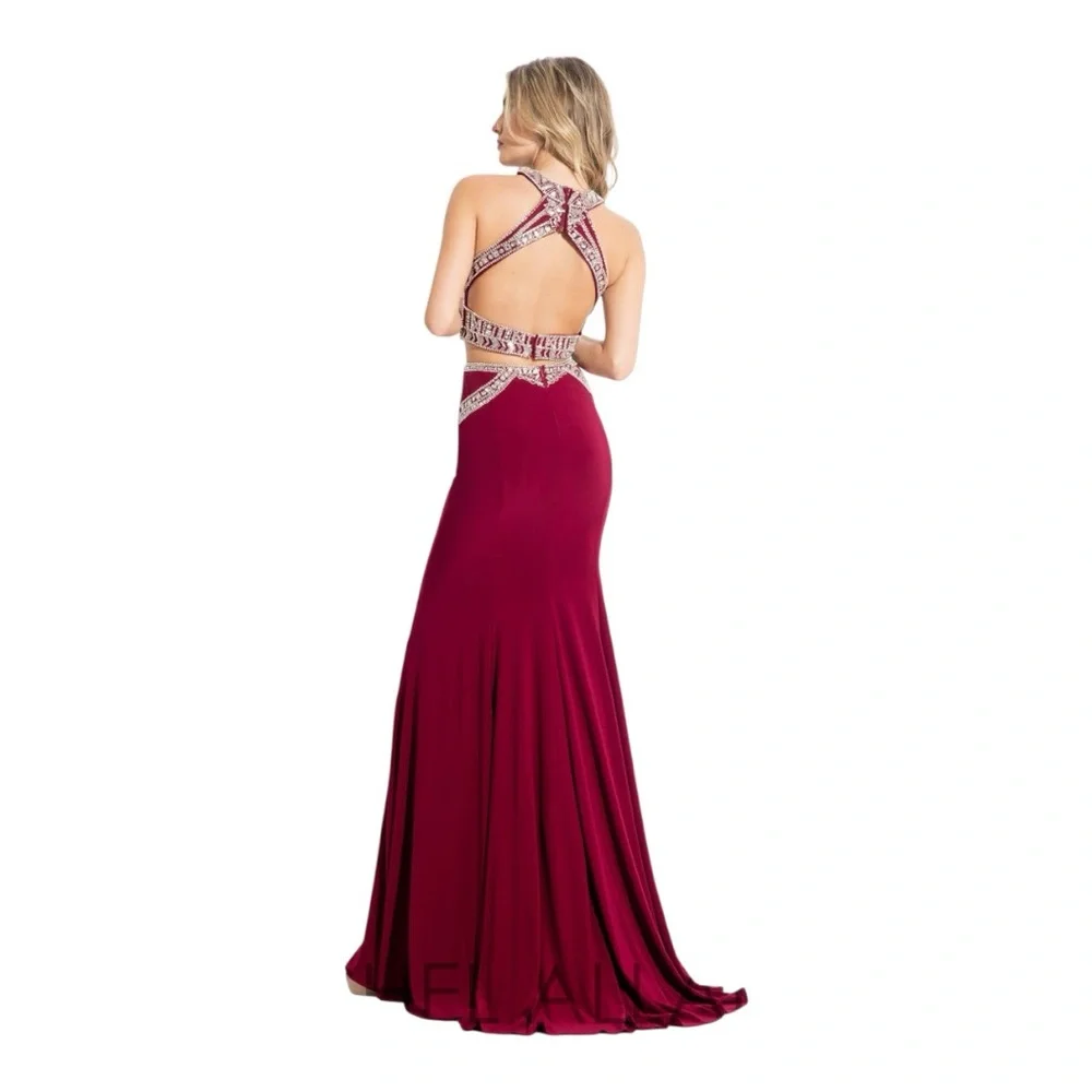 Rachel Allan Burgundy Two-Piece Prom Dress size 6 - Picture 3 of 16